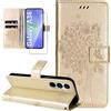 Dcjlbo Cover per Samsung Galaxy A36 5G Custodia Cover in Pelle Portafoglio a Libro con Pellicola Vetro Temperato Porta Carte Cover Flip Case Cuoio Antiurto Custodia per Samsung A36 5G-Oro
