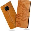 DENDICO Cover per Huawei Mate 20 PRO, Portafoglio Custodia in PU Pelle per Huawei Mate 20 PRO, Antiurto Cover a Libro con Slot per Carte, Giallo
