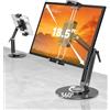 Feising Supporto per tablet portatile - 360° alluminio regolabile a maniche lunghe per iPad Pro 2024/Galaxy Tabs/E-Reader/lettore elettronico portatile monitor da 4,7-15,6-18,5 pollici