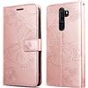 DENDICO Cover per Oppo A9 2020 / Oppo A5 2020, Portafoglio Custodia in PU Pelle per Oppo A9 2020 / Oppo A5 2020, Antiurto Cover a Libro con Slot per Carte, Oro Rosa