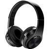 321Wasay Cuffie Bluetooth wireless over ear, pieghevoli, senza fili, stereo, per telefono, PC, TV (nero)