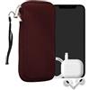 kwmobile Custodia in Neoprene con Zip per Smartphone XXL - 7 - Astuccio Portacellulare a Sacchetto con Cerniera - Borsa in viola bordeaux