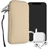 kwmobile Custodia in Neoprene con Zip per Smartphone L - 6,5 - Astuccio Portacellulare a Sacchetto con Cerniera - Borsa in crema
