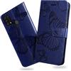 DENDICO Cover per Galaxy M31, Portafoglio Custodia in PU Pelle per Samsung Galaxy M31, Antiurto Cover a Libro con Slot per Carte, Blu