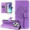 Dcjlbo Cover per Xiaomi Redmi 14C Custodia Cover in Pelle Portafoglio a Libro con Pellicola Vetro Temperato Porta Carte Magnetica Cover Flip Case Antiurto Custodia-Viola