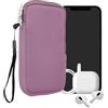 kwmobile Custodia in Neoprene con Zip per Smartphone XXL - 7 - Astuccio Portacellulare a Sacchetto con Cerniera - Borsa in lavanda