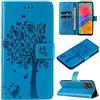 Fatcatparadise Cover per Samsung Galaxy M33 5G, Custodia Samsung M33 5G, Custodia Portafoglio a Libro in Pelle Flip Cover e TPU Silicone con Funzione Supporto Chiusura Magnetica (Blu)