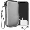 kwmobile Custodia in Neoprene con Zip per Smartphone M - 5,5 - Astuccio Portacellulare a Sacchetto con Cerniera - Borsa in grigio metallizzato