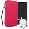 kwmobile Custodia in Neoprene con Zip per Smartphone XL - 6,7/6,8 - Astuccio Portacellulare a Sacchetto con Cerniera - Borsa in fucsia