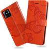 DENDICO Cover per Xiaomi Redmi 10C, Portafoglio Custodia in PU Pelle per Xiaomi Redmi 10C, Antiurto Cover a Libro con Slot per Carte, Arancia