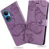 DENDICO Cover per Huawei Honor X7, Portafoglio Custodia in PU Pelle per Huawei Honor X7, Antiurto Cover a Libro con Slot per Carte, Viola