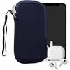 kwmobile Custodia in Neoprene con Zip per Smartphone XS - 3,5/4 - Astuccio Portacellulare a Sacchetto con Cerniera - Borsa in blu scuro