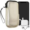 kwmobile Custodia in Neoprene con Zip per Smartphone XL - 6,7/6,8 - Astuccio Portacellulare a Sacchetto con Cerniera - Borsa in oro metallizzato