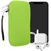 kwmobile Custodia in Neoprene con Zip per Smartphone XL - 6,7/6,8 - Astuccio Portacellulare a Sacchetto con Cerniera - Borsa in verde fluorescente