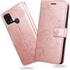 DENDICO Cover per Galaxy M31, Portafoglio Custodia in PU Pelle per Samsung Galaxy M31, Antiurto Cover a Libro con Slot per Carte, Oro Rosa