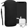 kwmobile Custodia in Neoprene con Zip per Smartphone XXL - 7 - Astuccio Portacellulare a Sacchetto con Cerniera - Borsa in nero