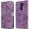 DENDICO Cover per Oppo A9 2020 / Oppo A5 2020, Portafoglio Custodia in PU Pelle per Oppo A9 2020 / Oppo A5 2020, Antiurto Cover a Libro con Slot per Carte, Viola