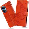 DENDICO Cover per Huawei Honor X7, Portafoglio Custodia in PU Pelle per Huawei Honor X7, Antiurto Cover a Libro con Slot per Carte, Arancia