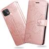 DENDICO Cover per Galaxy A22 5G, Portafoglio Custodia in PU Pelle per Samsung Galaxy A22 5G, Antiurto Cover a Libro con Slot per Carte, Oro Rosa