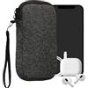 kwmobile Custodia in Neoprene con Zip per Smartphone XL - 6,7/6,8 - Astuccio Portacellulare a Sacchetto con Cerniera - Borsa in antracite/bianco