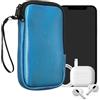 kwmobile Custodia in Neoprene con Zip per Smartphone XL - 6,7/6,8 - Astuccio Portacellulare a Sacchetto con Cerniera - Borsa in blu caraibi metalizzato