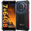 FOSSiBOT 10600mAh Batteria Rugged Smartphone F101P, Octa Core 7GB 64GB, 3.5W Altoparlante, 24MP Fotocamera, IP68 Impermeabile Cellulare, Android 13, 5.45'' HD+, Dual SIM, Impronta Digitale, GPS Rosso