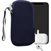 kwmobile Custodia in Neoprene con Zip per Smartphone XL - 6,7/6,8 - Astuccio Portacellulare a Sacchetto con Cerniera - Borsa in blu scuro
