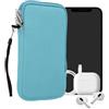 kwmobile Custodia in Neoprene con Zip per Smartphone XL - 6,7/6,8 - Astuccio Portacellulare a Sacchetto con Cerniera - Borsa in blu chiaro