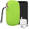 kwmobile Custodia in Neoprene con Zip per Smartphone M - 5,5 - Astuccio Portacellulare a Sacchetto con Cerniera - Borsa in verde fluorescente