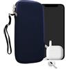 kwmobile Custodia in Neoprene con Zip per Smartphone XXL - 7 - Astuccio Portacellulare a Sacchetto con Cerniera - Borsa in blu scuro