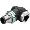 CERRXIAN Adattatore da RJ45 a M12 a 4 pin, M12 4 pin femmina a connettore Ethernet RJ45, impermeabile IP68, per sistemi di automazione, plug and play (L-4 pin maschio)