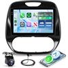 Rimoody 4G+128G Autoradio Android per Renault Captur Clio 2011-2018, 9 Pollici Schermo IN-Cell Carplay Android Auto Senza Fili FM/RDS/EQ GPS WiFi Bluetooth Mirror Link Comandi al Volante Retrocamera
