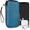 kwmobile Custodia in Neoprene con Zip per Smartphone L - 6,5 - Astuccio Portacellulare a Sacchetto con Cerniera - Borsa in blu caraibi metalizzato