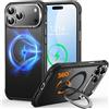CUTELFON Custodia O3 Mag-Stand per iPhone 17 Pro con Supporto a 360°,[Compatibile con MagSafe][Eccezionalmente Delicata Sulla Pelle] Sottile Eopaca Magnetica Traslucida 6,3, Nero Opaco