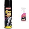 Ma-Fra, Extreme Black, Nero Gomme Spray Ultra Brillante, con Effetto Bagnato, Previene le Screpolature, Resistente a Pioggia e Lavaggi Frequenti, Formato 500ml & Last Touch Express, Cera Liquida