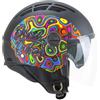 CGM Casco open face, 116L AIR LUCY Nero Azzurro Verde opaco, S (55-56cm)