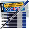 Jaymo Ricambio per Cross Slim 8910-2 - Misure 4 in / 102 mm di lunghezza - Ricarica per penna a sfera gel - 12 blu