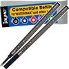 Jaymo - 2 - ricariche di inchiostro nero compatibili con la penna a rullo Waterman. Liscio inchiostro tedesco e punta fine da 5 mm - Confronta Waterman # S0112670 / 540951/54090
