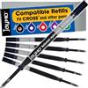 Jaymo Ricambio per Cross Slim 8910-1 - Misura 102 mm di lunghezza - Ricarica per penna a sfera gel - 6 nero
