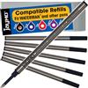Jaymo - 6 - ricariche di inchiostro nero compatibili con la penna a rullo Waterman. Liscio inchiostro tedesco e punta fine da 5 mm - Confronta Waterman # S0112670 / 540951/54090