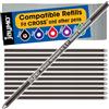 Jaymo Ricambio per Cross 8518 e Schmidt 635 - Misura 67 mm di lunghezza - D (D1) Standard Multifunzione Mini Penna a sfera Refill - 12 Nero