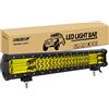 RIGIDON 12V 24V 20 Pollici 50cm 288W Barra Led Fuoristrada, Tripla Fila Barra Luce Led, Faretti Fendinebbia Per Auto Trattore Camion SUV UTE ATV Barca 4x4 Veicoli Offroad, 3000K Giallo Led Light Bar