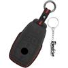 Rondrive Custodia per chiave in pelle scamosciata adatta per Mercedes a 4 tasti A C E G S classe C300 S63 AMG GT CLA GLA GLB GLC GLE GLS 2019-2022 per chiave auto con portachiavi nero