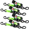 GAsupply Cinghie a Cricchetto Autoavvolgenti 3m x 25mm | Set di 4 Pezzi con ganci a S, 750kg carico di rottura | Cinghie di fissaggion per moto, rimorchio, camion - Verde