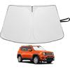 YEE PIN Parasole per parabrezza compatibile con Jeep Renegade 2015-2025, parasole pieghevole con tasca per il volante, parasole in fibra di raffreddamento EIS, protezione UV e antipolvere per