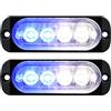 Willpower 2pz Ultra Sottile Luce Stroboscopica di Emergenza 4LED Blu Bianco Pericolo Lampeggiante Luci 12V 24V 18 Modalità Spia Luminosa IP67 Luci di Recupero per Camion Rimorchi Auto Camper