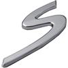 AUTOZOCO Emblema Adesivo Posteriore Lettera S, Distintivo Lettera S, Adatto per Posteriore Autoadesivo, Compatibile con Porsche, Adesivo Lettera S, Adesivo Lettera S, Plastica, Argento Lucido