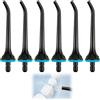JUGCUT Confezione da 6 punte di ricambio per filo interdentale Hangsun, Nicwell, COSLUS, Mospro, Zerhunt, punte a getto per irrigatore orale, punte a getto in ABS nero con guarnizione in gomma a prova di