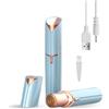 KAYZON Depilatore facciale da donna, ricaricabile tramite USB, mini rasoio portatile per la rimozione dei peli del viso, labbra superiori, peluria pesca, corpo bikini (blu)