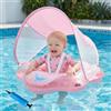 Olycism Salvagente Neonato con Parasole UPF50+ Ciambella Neonato Mare con Pompa ad Aria e Kit di Patch Materiali Adatti ai Bambini Carico massimo 20 kg per Bambini Rosa